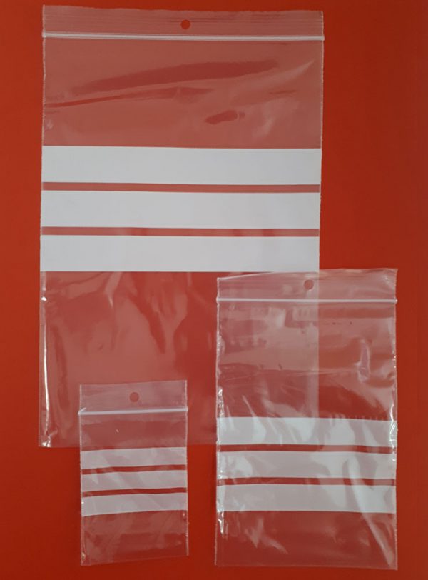 Sacchetti trasparenti con zip e etichetta scrivibile